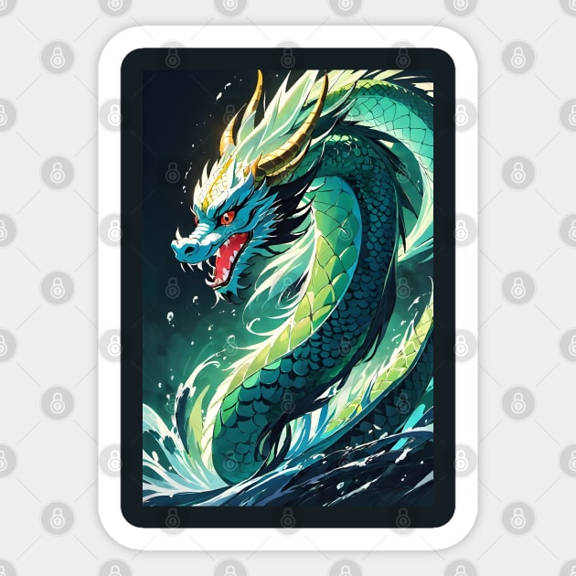 Green asian dragon Sticker by Spaceboyishere